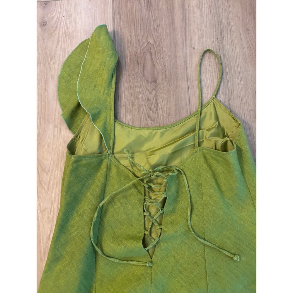 Vintage 100% Linen Dress with Ruffle Detail and Corset Lacing Size XS/S (38 EUR) - Picture 4 of 6